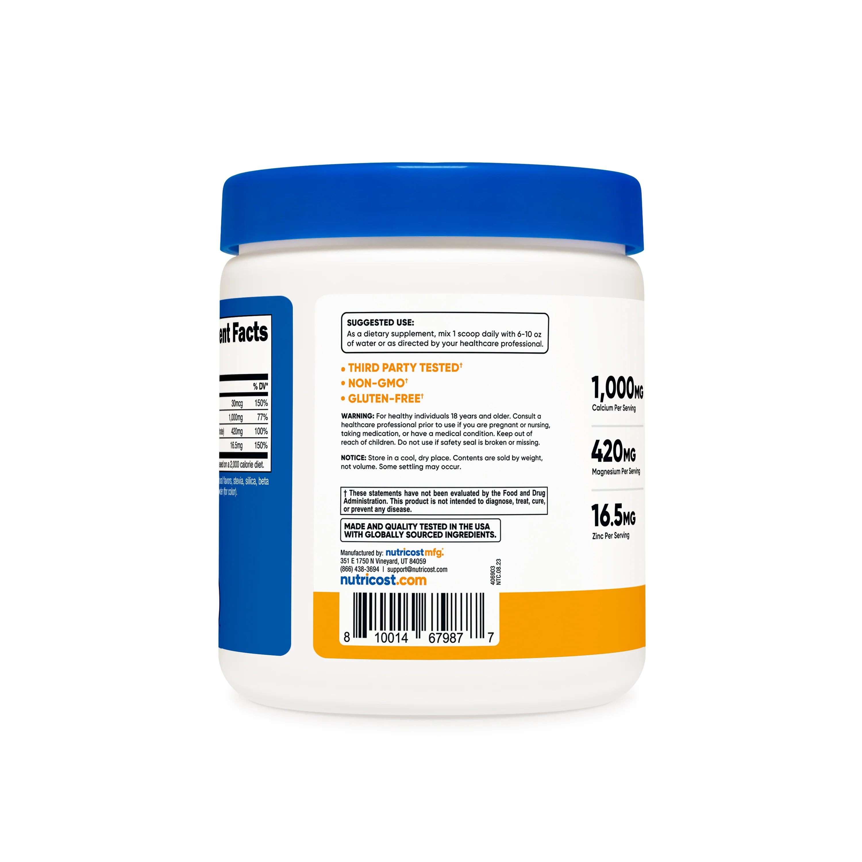 Nutricost Calcium + Magnesium + Zinc Citrates with Vitamin D3 Powder - Image 9