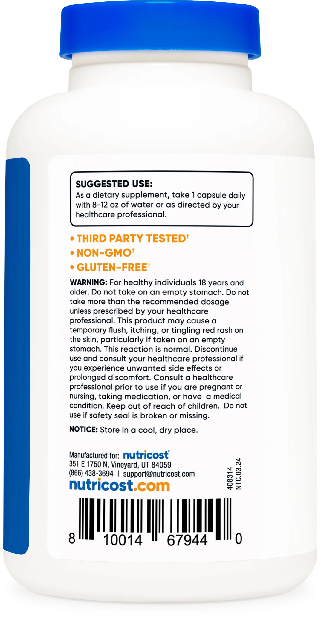 Nutricost Vitamin B3 Niacin Capsules - Image 6